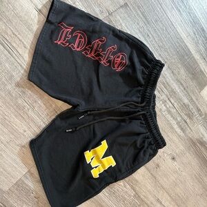 Boohoo Black Athletic Shorts with Red and Yellow Accents
